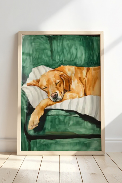 Opak Design Αφηρημένη ζωγραφική τέχνης Golden Retriever με ξύλινο πλαίσιο για...