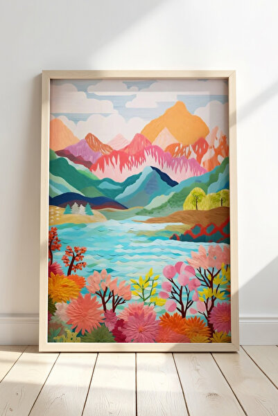 Opak Design Αφηρημένο έργο θαλάσσιας τέχνης με φυσικό ξύλινο πλαίσιο, έγχρωμο...