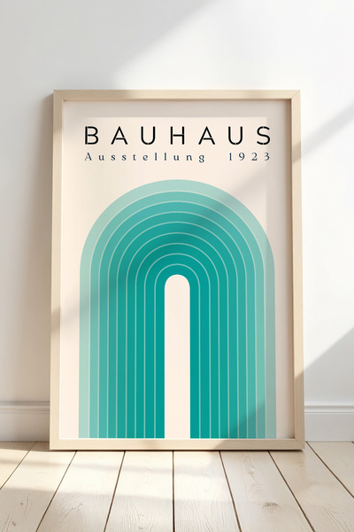 Opak Design Τυρκουάζ Bauhaus Style Minimalist Geometric Art Αφηρημένη ζωγραφι...
