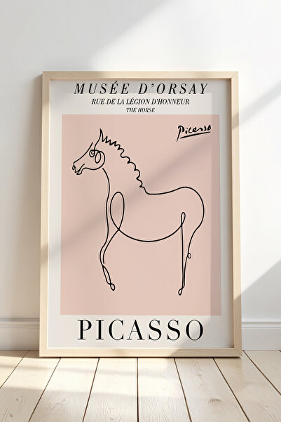 Opak Design Μινιμαλιστικό σχέδιο Picasso Horse με φυσικό ξύλινο πλαίσιο τοίχου