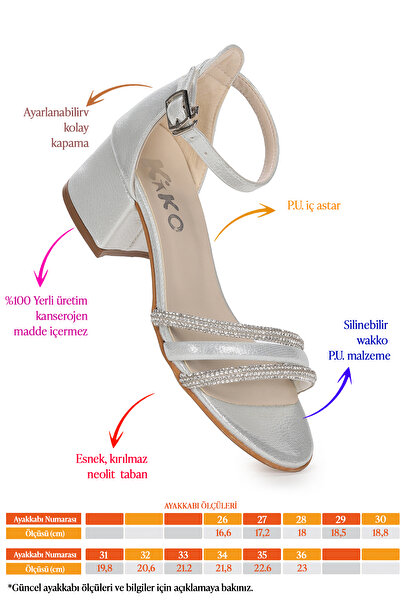 KARAMAZI Karamazı Kids 766 Vakko Günlük Kız Çocuk 3 Cm Topuklu Sandalet Ayakkabı