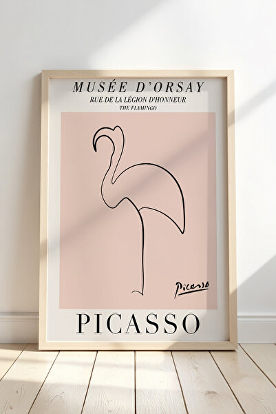 Opak Design Πίνακας τοίχου Picasso Flamingo Minimalist Drawing με φυσικό ξύλι...