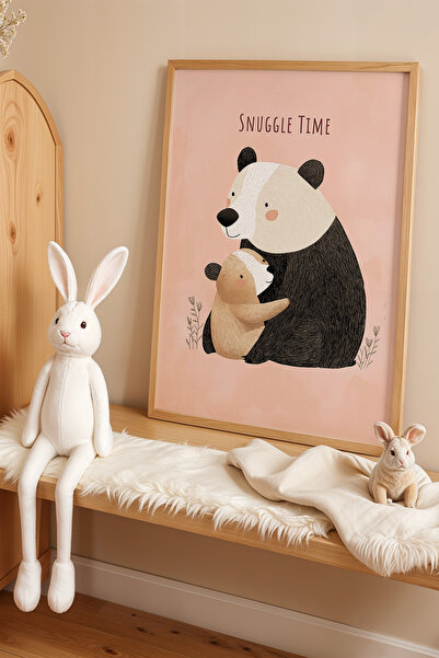 HİGUERA Anne Banda And Child Love Παιδικό Δωμάτιο Πίνακας τοίχου με φυσικό ξύ...