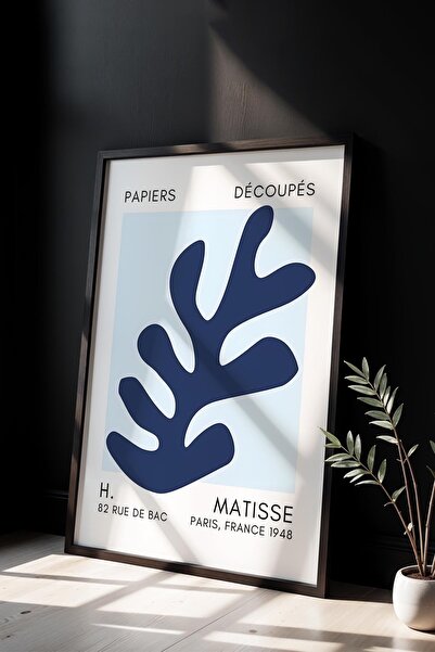 Opak Design Βοτανική Σειρά Blue Floral Matisse Πίνακας τοίχου με φυσικό ξύλιν...