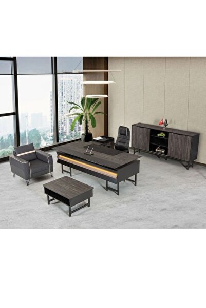 ENG OFİS MOBİLYALARI LİMA ÜST SEGMENT LEDLİ MAKAM TAKIMI 3 PARÇA KOLTUKSUZ