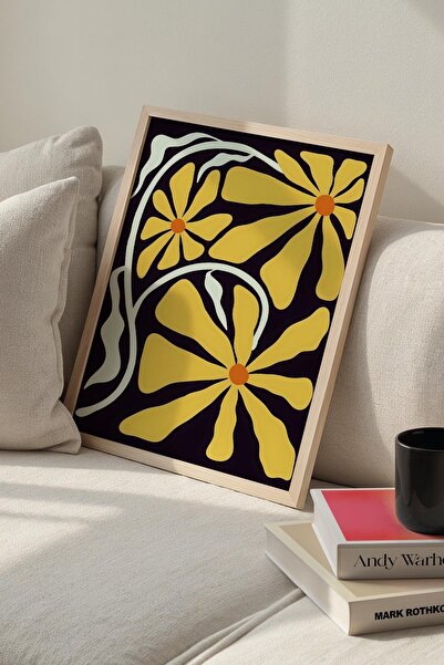 Opak Design Βοτανική Σειρά Yellow Floral Matisse Πίνακας τοίχου με φυσικό ξύλ...