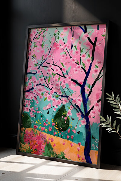 Opak Design Ζωγραφική τοίχου σαλονιού Flower Garden Illustration με φυσικό ξύ...
