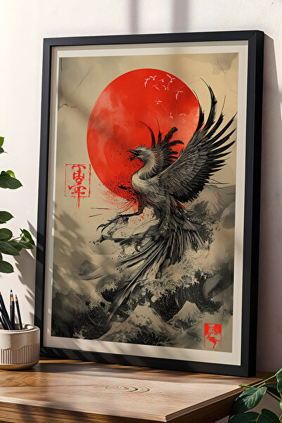 Opak Design Ho-oh Phoenix Bird Hinamaru Ιαπωνική τέχνη τοίχου Vintage ζωγραφι...
