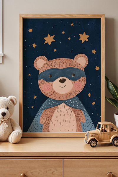 HİGUERA Superhero Who Brightens the Night - Πίνακας Παιδικού και Βρεφικού Δωμ...