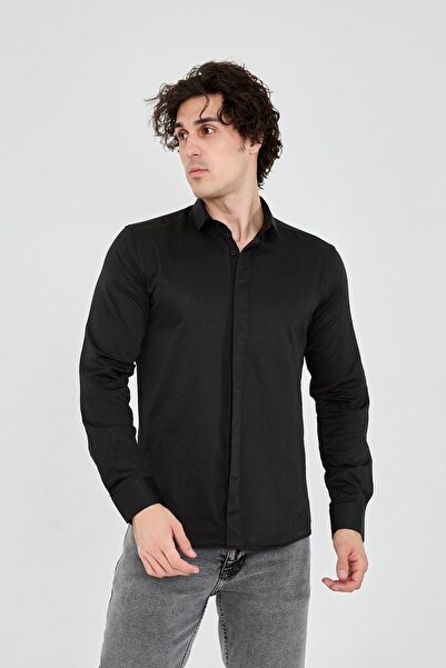 jack carisma Ферач чоловіча сорочка - прихована застібка, бавовна та лікра