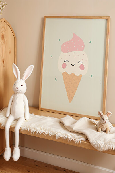 HİGUERA Κρεμώδες παγωτό - Πίνακας παιδικού και βρεφικού δωματίου με φυσικό ξύ...