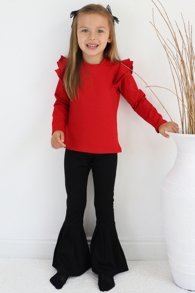 Parla Kids Girl's Coco Red Ruffle Long Sleeve Spanish Top and Bottom Tracksuit
