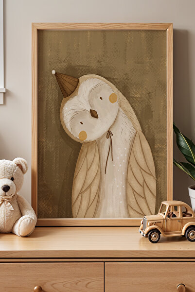 HİGUERA Καπέλο Κουκουβάγια Παιδικό Δωμάτιο Πίνακας Τοίχου με Φυσικό Ξύλινο Πλ...