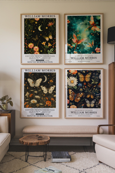 Opak Design William Morris Καλλιτεχνικό σχέδιο πεταλούδας Vintage ζωγραφική μ...