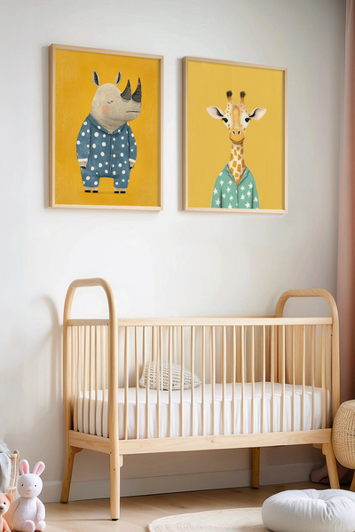 HİGUERA 2 τεμαχίων Sleepy Cute Animals Βρεφικό δωμάτιο και παιδικό δωμάτιο Ξύ...