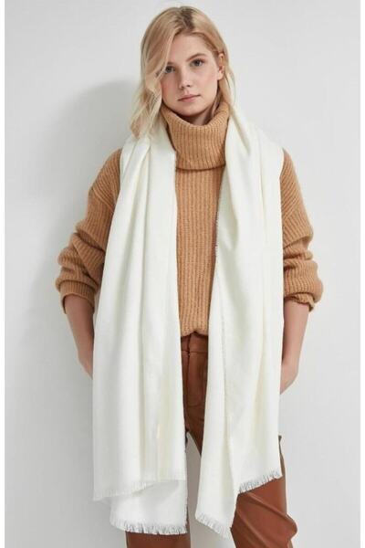 FELLMENS Ecru Self-Tasseled Thick Women's Shawl