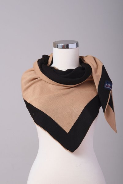 Sebir Moda Çizgili Üçgen İki Renk Triko Şal