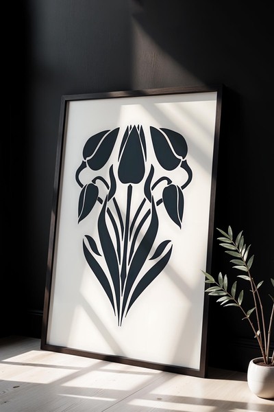 Opak Design Βοτανική Σειρά Floral Matisse Φυσικό Ξύλινο Πλαίσιο Ζωγραφική τοίχου