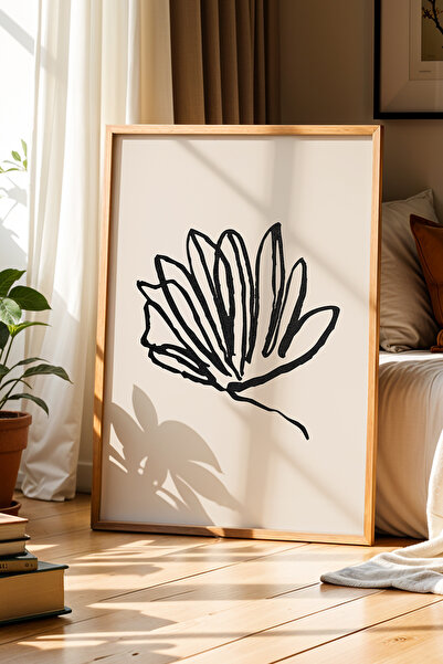 Opak Design Μινιμαλιστικό σχέδιο λουλουδιών Lotus Πίνακας τοίχου με φυσικό ξύ...
