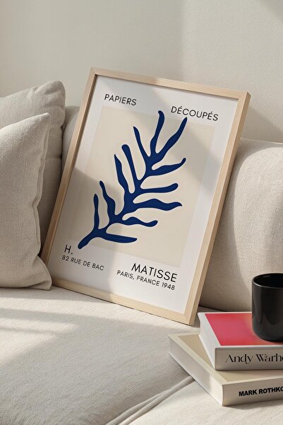 Opak Design Βοτανική Σειρά Navy Blue Floral Matisse Πίνακας τοίχου με φυσικό ...