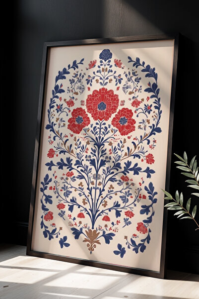 Opak Design Vintage ινδική εκτύπωση τοίχου με φυσικό ξύλινο πλαίσιο