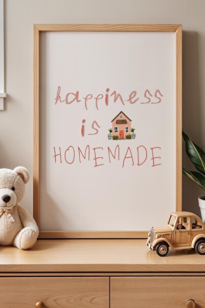 Opak Design Happines Is Homemade Written Παιδικό Δωμάτιο Ξύλινο Πλαίσιο Τοίχου