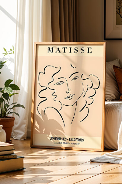 Opak Design Γυναικείο πορτρέτο Matisse Σχέδιο Μποέμικο Μινιμαλιστικό Ξύλινο Π...