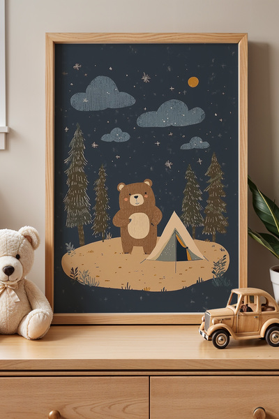 HİGUERA Under the Stars - Πίνακας Παιδικού και Βρεφικού Δωματίου με Φυσικό Ξύ...