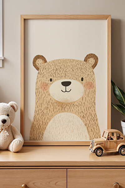 HİGUERA Χαμογελαστό χαριτωμένο αρκουδάκι - Πίνακας παιδικού δωματίου και βρεφ...