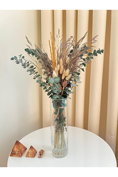 Mabeya Dekoratif Kuru Çiçek Buketi, Aranjmanı, Pamuk Otu, Vazoluk, Dekorasyon...