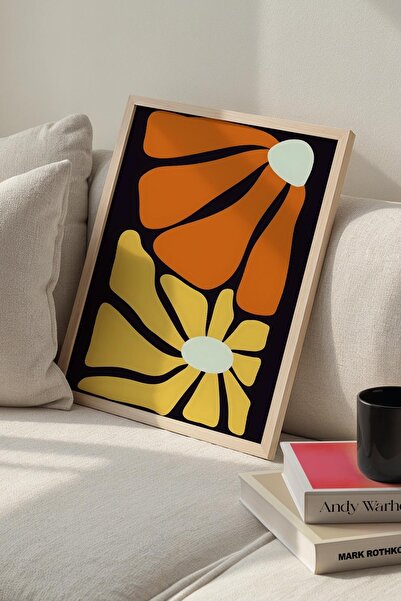 Opak Design Βοτανική Σειρά Κίτρινο Πορτοκαλί Floral Ζωγραφική τοίχου Matisse ...