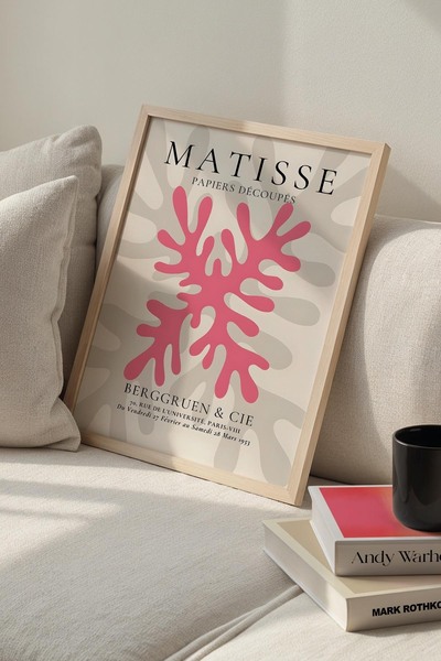 Opak Design Βοτανική σειρά Bohemian Style Abstract Art Pink Floral Matisse Ζω...