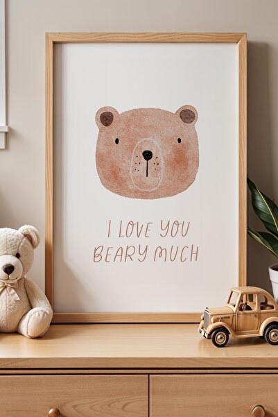 Opak Design I Love You Written Teddy Bear Παιδικό Δωμάτιο Ξύλινο Πλαίσιο Ζωγρ...