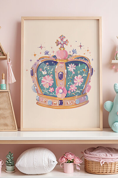 Opak Design Glitter Floral Crown Παιδικό Δωμάτιο Ξύλινο Πλαίσιο Ζωγραφική τοίχου