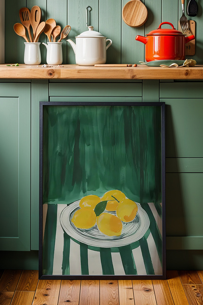 Opak Design Lemons Large Wall Art Ζωγραφική τοίχου κουζίνας με ξύλινο πλαίσιο