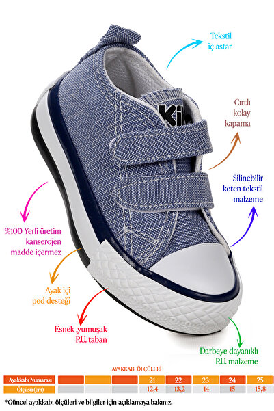 Kiko Kids Linen Cırtlı Erkek Bebek Keten Spor Ayakkabı