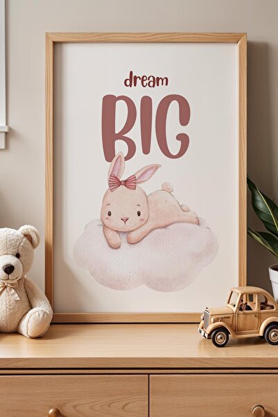 Opak Design Dream Big Written Rabbit Παιδικό Δωμάτιο Ξύλινο Πλαίσιο Ζωγραφική...