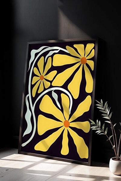 Opak Design Βοτανική Σειρά Yellow Floral Matisse Πίνακας τοίχου με φυσικό ξύλ...