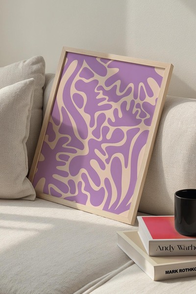 Opak Design Βοτανική Σειρά Λιλά Μωβ Floral Matisse Πίνακας τοίχου με φυσικό ξ...