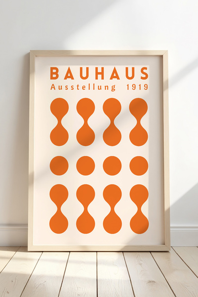 Opak Design Πορτοκαλί Bauhaus Μινιμαλιστικό Τερακότα Vintage Γεωμετρική Τέχνη...