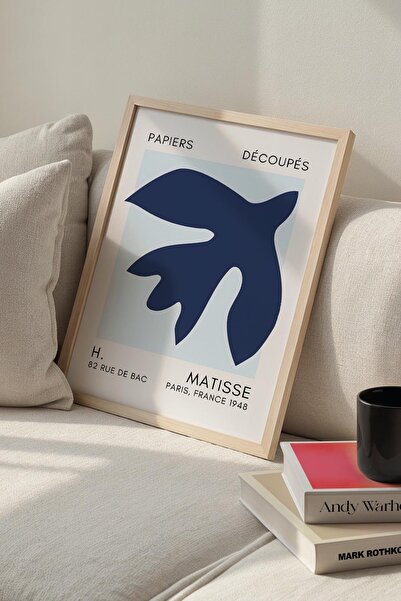 Opak Design Βοτανική Σειρά Blue Floral Matisse Πίνακας τοίχου με φυσικό ξύλιν...