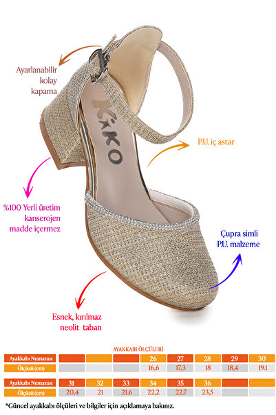 KARAMAZI Ressa Çupra Taşlı Kız Çocuk 5 Cm Topuklu Sandalet Abiye Ayakkabı