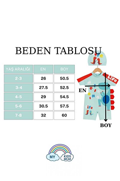 My Kids Wear Tatlı Dino Temalı Boneli Erkek Çocuk Mayo Takımı