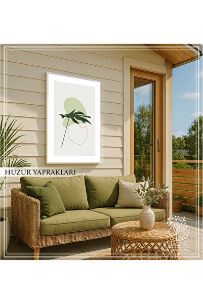 Tablomtr Huzur Yaprakları - Dijital Baskılı Beyaz Metal Çerçeveli Gerçek Camlı Tekli Dekoratif Tablo