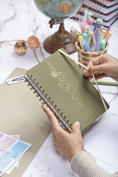 DİVAL A5 Süresiz Haftalık Planlayıcı Spiralli Kumaş Kapak - Haki