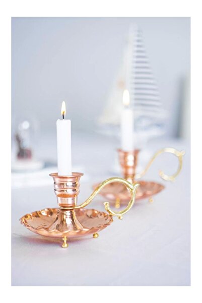 Bakır Concept Bakır El Şamdanı Fırfırlı Model Bakır Renk (TEKLİ)