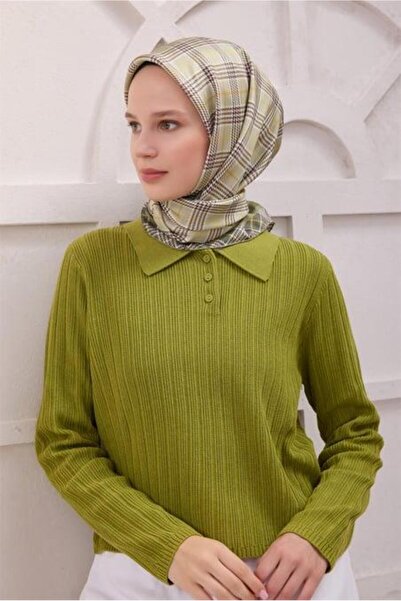 Belli Tivil Pure Silk Scarf 4218 - 55 Πράσινο καρό σχέδιο