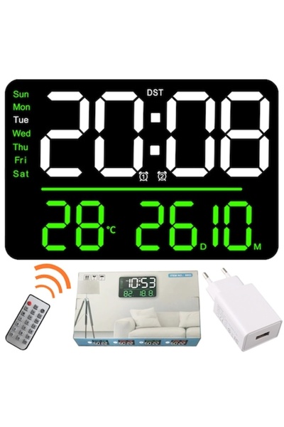 OPTIM STORE INTERNATIONAL Ceas de perete digital mare, telecomandă, diagonală...