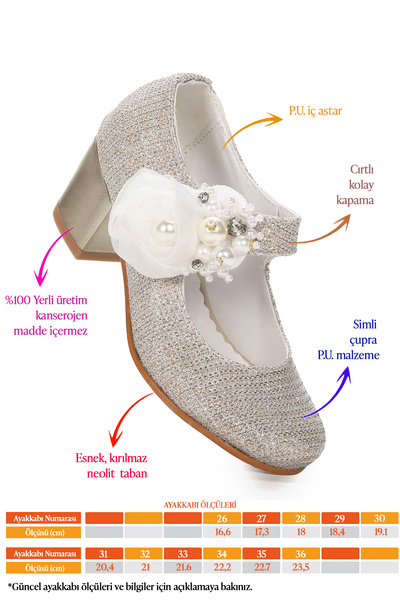 KARAMAZI Angelina Çupra Daily Girl's Pantofi de seara cu toc de 4 cm