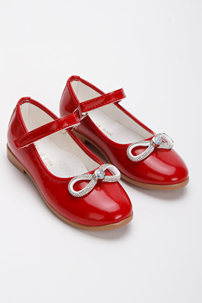 Lideral Balerini pentru fete de culoare roșie cu fundă de piatră Balerini pen...